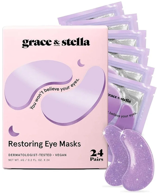 grace & stella Under Eye Patches for Puffy Eyes and Dark Circles (Retinol, 24 Pairs) Restoring Gel Under Eye Masks with Hy...