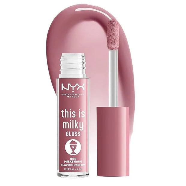 NYX PROFESSIONAL MAKEUP This Is Milky Gloss, Lip Gloss with 12 Hour Hydration, Vegan - Ube Milkshake (Mauve Purple) - Prod...