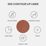 Wonderskin Lip Liner Pencil - 360 Contour Lipliner, Long Lasting, Sharpenable, Waterproof and Transfer-Proof Brown Lip Lin...