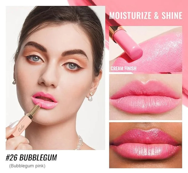 Oulac Shine Pink Lipstick for Women, 2 in 1 Glossy Light Pink Tinted Lip Balm, Hydrating Lipstick for Dry Lips, Moisture S...