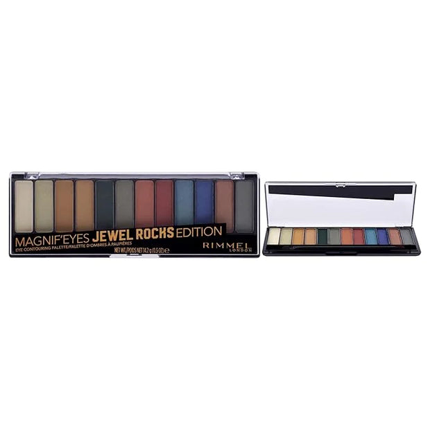 Rimmel London Magnif'Eyes Eyeshadow Palette, 12 Shades, Blendable Formula, Versatile, 009, Jewel Rocks, 0.5oz - Product Image