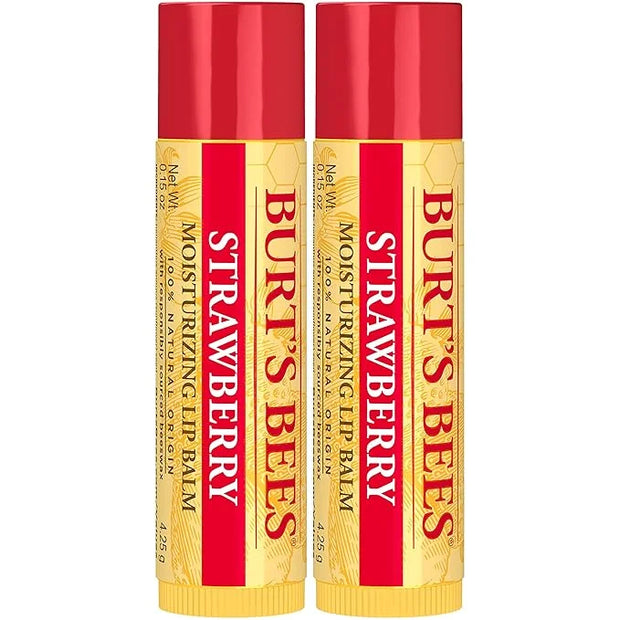 Burt's Bees Lip Balm - Strawberry, Lip Moisturizer With Responsibly Sourced Beeswax, Tint-Free, Natural Origin Conditionin...