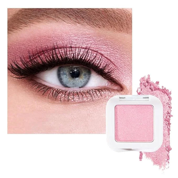evpct Pink Single Eyeshadow Palette, Bright Light Pink Rose Glitter Shimmer Sparkle Cream Eye Shadow Palette Makeup for Ol...