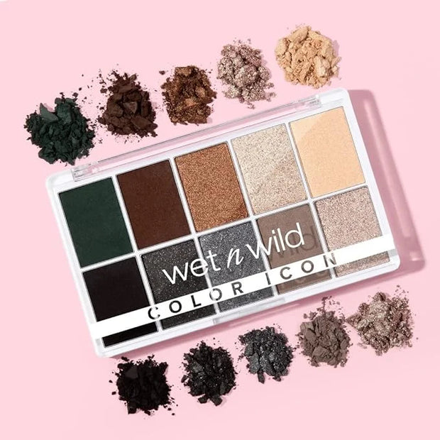 wet n wild Color Icon 10-Pan Eyeshadow Makeup Palette, Blue Lights Off, Long Lasting, Shimmer, Metallic, Glittery, Matte, ...