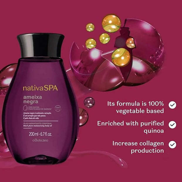 Nativa SPA by O Boticário, Black Plum Body Oil, Scented Moisturizer, Enriched with Purified Quinoa Drops to Boost Hydratio...