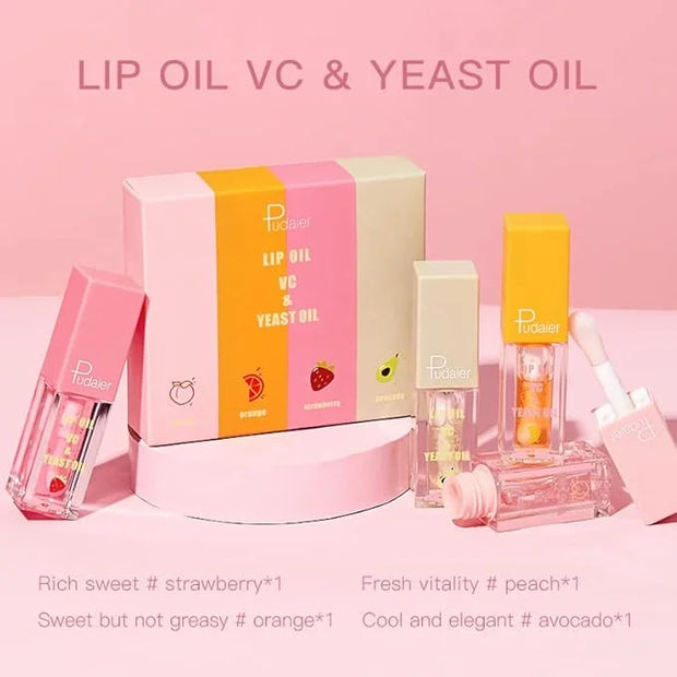 Plumping Lip Oil Set, Hydrating Lip Gloss Tinted Lip Balm Lip Care, Fruit Extract Lip Gloss Tinted for Dry Lip Moisturizin...