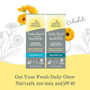 Earth Mama Lady Face® Tinted Mineral Sunscreen Stick, SPF 40 Medium/Dark Tint | Contains Organic Shea & Cocoa Butter | Fou...