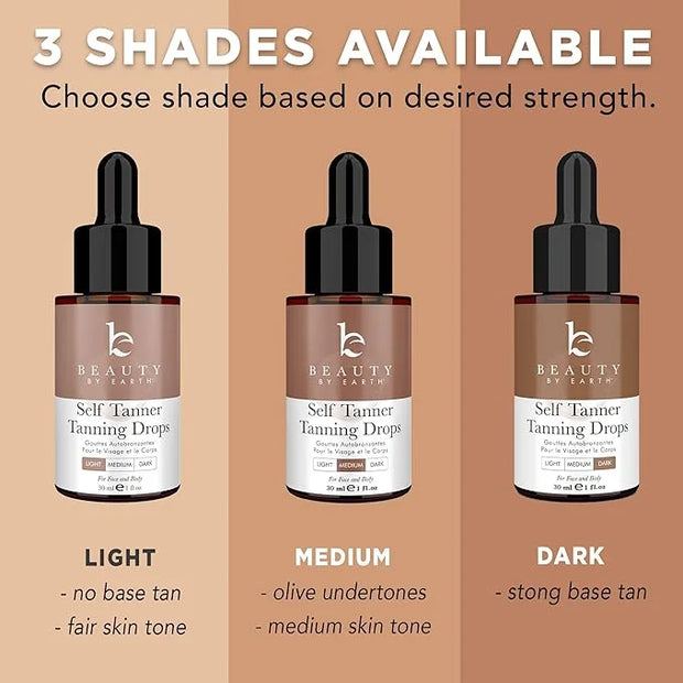 Self Tanning Drops for Face - USA Made with Organic & Natural Ingredients, Bronzing Face Tanning Drops with Aloe Vera, Non...