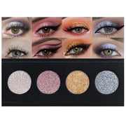 4 Colors Highlight Silver Gold Eyeshadow Palette, SHANY
