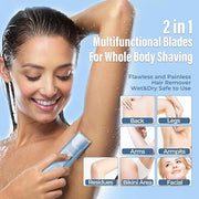 2 in 1 Women Electric Shaver Dual Head Bikini Trimmer for Women IPX7 Waterproof Wet & Dry Use Body Hair Trimmer and Facial...