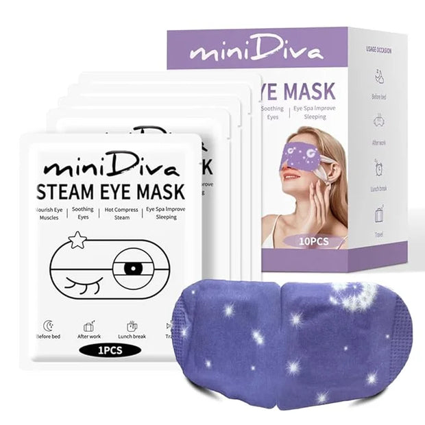 Minidiva Steam Eye Mask for Dry Eyes, 30Pcs Self Heating Spa Warm Eye Mask Relax Sleep Mask, Disposable Heated for Dark Ci...