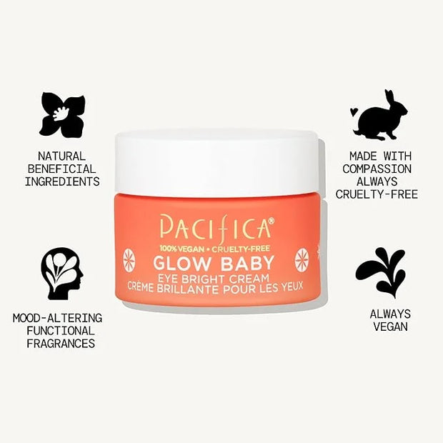 Pacifica Glow Baby Brightening Eye Cream – Vitamin C Under Eye Cream for Dark Circles & Puffiness, Caffeine-Infused Eye Br...