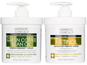 Advanced Clinicals Retinol Body Cream + Green Coffee Bean Oil Thermo - Firming Body Lotion 2pc Skincare Set For Women & Me...