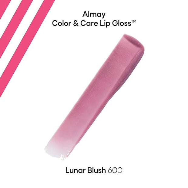 Almay Color & Care Hydrating Lip Gloss, Soft Natural Hues, Prebiotic Complex, Hyaluronic Filling-Sphere Technology, 600 Lu...