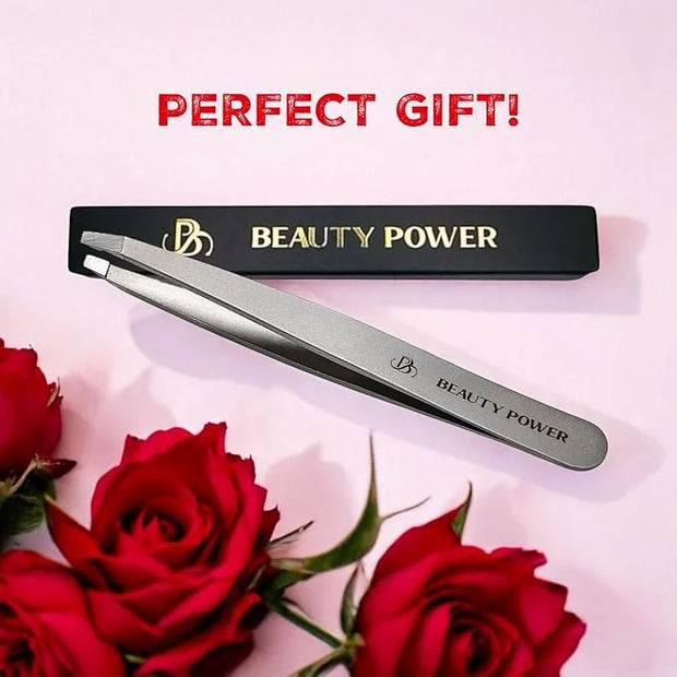 Professional Tweezers - Slant, Durable Lightweight German Stainless Steel, Ultra Precision Tweezers for Eyebrows, Facial H...