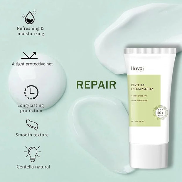 𝐶𝑒𝑛𝑡𝑒𝑙𝑙á Korean Sunscreen Calming Moisture Daily Sunscreen SPF 50+ PA++++, Facial Sunscreen for Women, Water-fit Sun Serum...