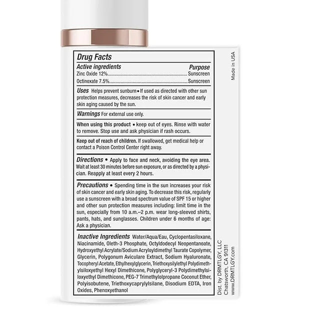 DRMTLGY Matte Tinted Moisturizer SPF 46 – Anti-Aging Face Sunscreen & Lightweight Makeup with Broad Spectrum UV Protection...