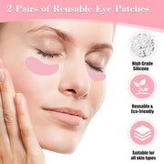 Under Eye Patches, Reusable Under Wrinkle Silicone Mask Pink, Plump Fine Lines & Wrinkles with Metal Eye Cream Applicator,...