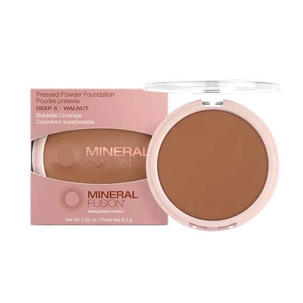 Mineral Fusion Pressed Powder Foundation, Deep 5 - Deep Skin w/Neutral Undertones, Age Defying Foundation Makeup with Matt...