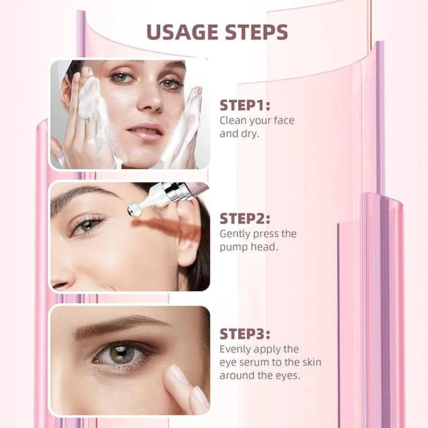 5% Caffeine Eye Cream & Under Eye Serum for Dark Circles and Puffiness Eye Care Eye Roller Serum with 360° Massage Ball Ey...