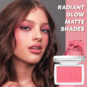 Cherry Blush Powder Blush for Cheeks with Brush, Matte Blush Palette Blush Powder Face Blusher, Natural Blendable Formula ...