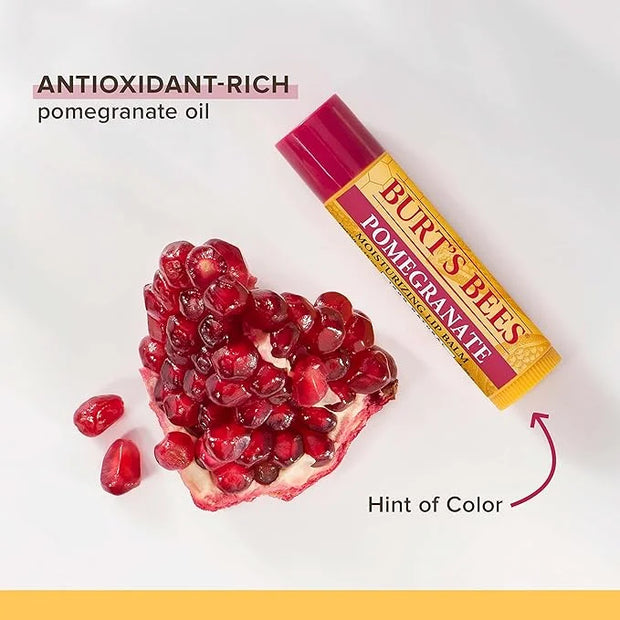 Burt's Bees Lip Balm - Pomegranate, Lip Moisturizer With Responsibly Sourced Beeswax, Tint-Free, Natural Origin Conditioni...
