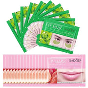 MEICOLY 30 Pads Lip and Eye Mask Sheet,Moisturizing Seaweed Eye Mask Crystal Anti-Aging Eye Patches Strawberry Lip Mask,Da...