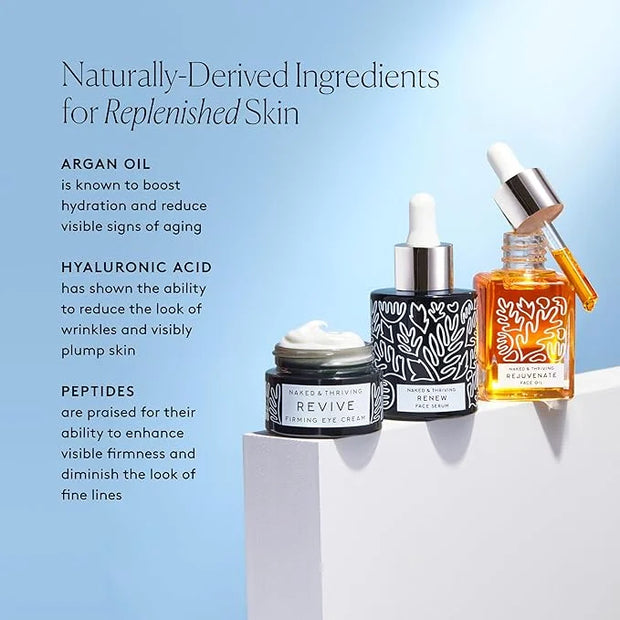 Naked & Thriving Restorative Night Routine | Renew Night Serum (30 mL) + Revive Eye Cream (15 mL) + Rejuvenate Face Oil (3...