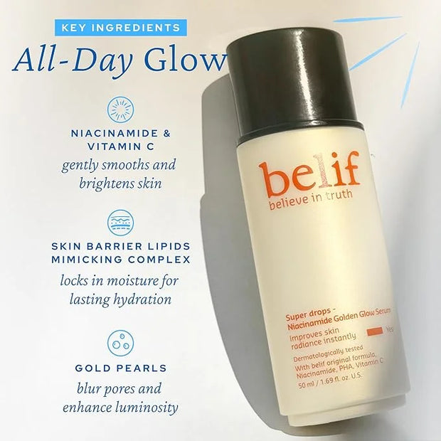 belif Vitamin C Golden Glow Serum for Face & Body – Brightening Luminizer & Hydrating Makeup Primer, Blur Pores & Even Ski...