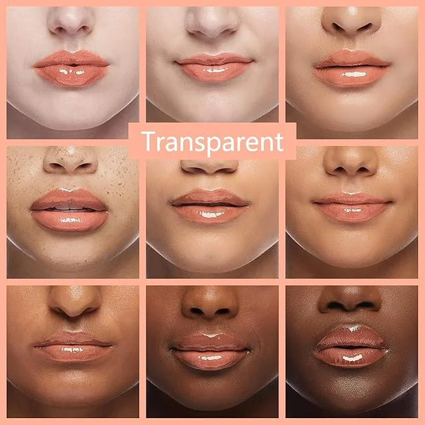 Lip Oil, Hydrating Lip Gloss Tinted Lip Balm Transparent Lip Care, Big Brush Head Glitter Shine, Long Lasting Nourishing N...