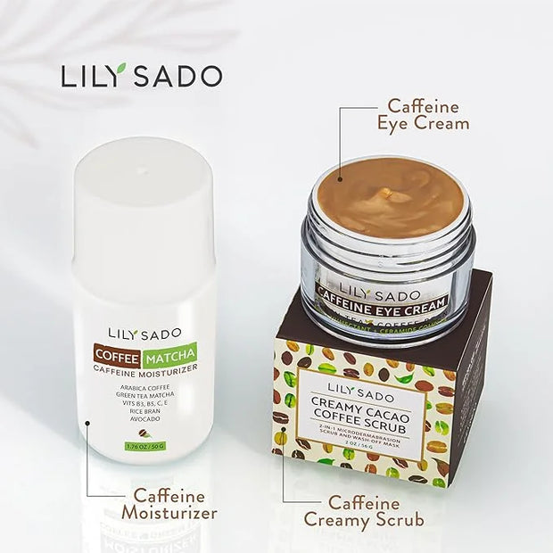 LILY SADO TEA+C™ Coffee & Matcha Face Moisturizer - Natural Vegan Caffeine Facial Cream w Green Tea & Arabica Coffee Beans...