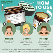 Tallow and Honey Balm, Organic Body Butter, Grass-Fed Beef Tallow for Skin, Soothing All-Natural Moisturizer for Body and ...