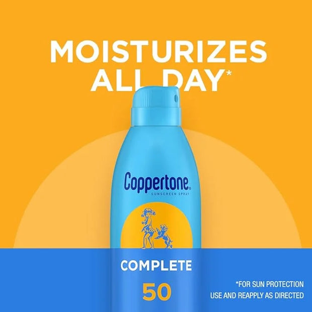 Coppertone Complete Sunscreen Spray SPF 50, Spray Sunscreen for Body, Lightweight, Water Resistant, 5.5 Oz, Pack of 3 - Pr...
