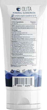 Olita Mineral Sunscreen SPF 30 Lotion - Fragrance Free - 3 oz - Broad Spectrum, Chemical Free, All-Natural, Reef Safe, Org...