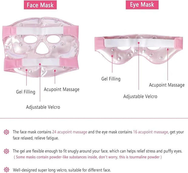 Ice Face Eye Mask for Cold Hot Compress Therapy, Gel Cooling Heat Facial Eye Mask Pack Reusable with Acupoint Massage & To...