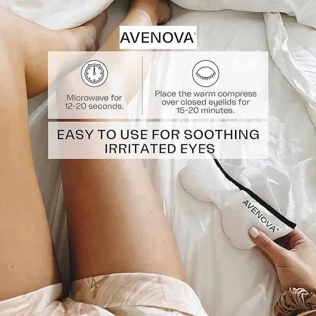 Avenova Moist Heating Eye Compress Mask – Reusable & Microwavable Eye Mask Provides Relief from Allergies, Sinuses, Headac...