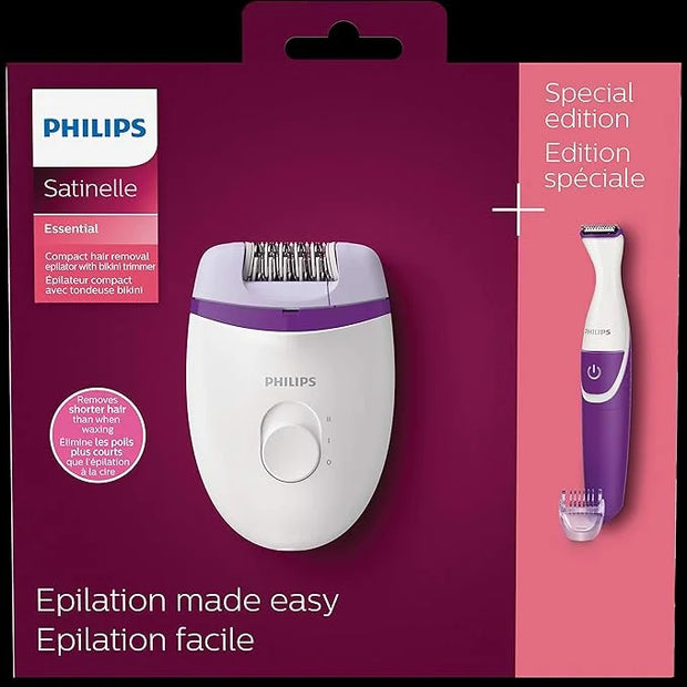 Philips Satinelle Essential Corded Compact epilator Incl. Bikini Trimmer, Brp505/00, 1 Count - Product Image