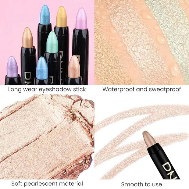evpct Mocha Beige Shimmer Cream Eye Shadow Brightener Sticks Set for Eyes, Mocha Beige Shimmery Matte Pencil Eye shadow Ap...