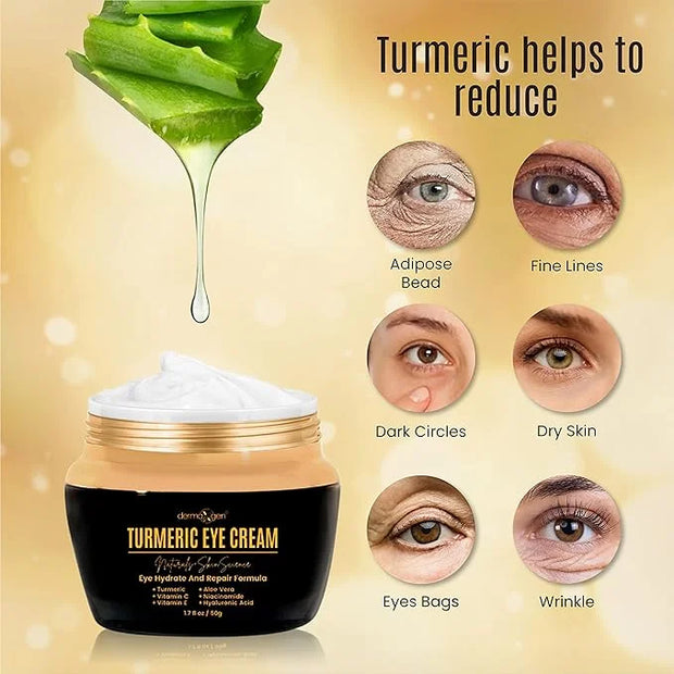 Turmeric + Vitamin C Eye Cream & Peptide Eye Gel – Hydrating & Soothing Formula for Under Eye Care, Puffiness & Fine Lines...