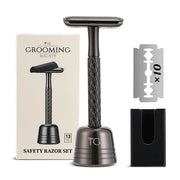 Double Edge Safety Razor for Men with Stand and Silicone Cover - Durable Metal Eco-Friendly Single Blade Safety Razor with...