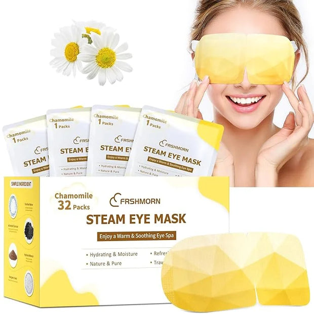 32 Packs Steam Eye Mask, Heated Eye Mask for Sleeping, Warm Compress for Eyes, Self Heating Disposal Eye Mask Comfortable ...