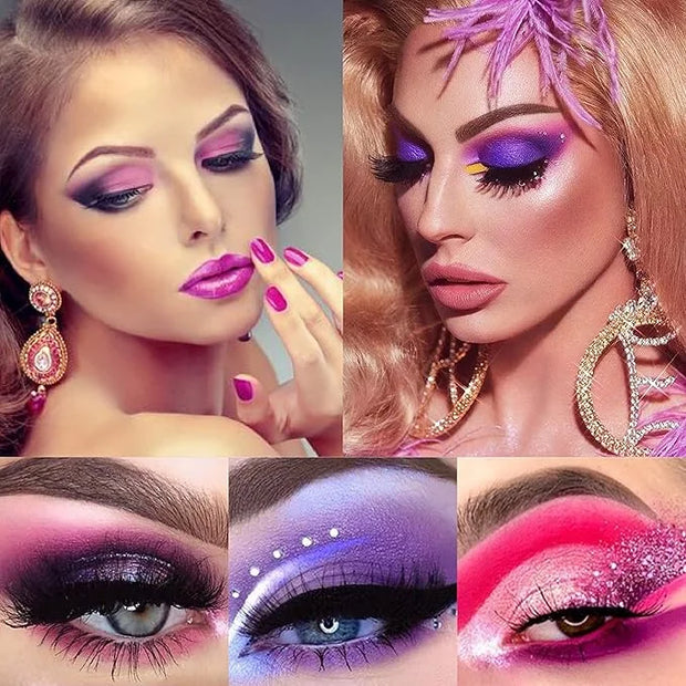 Purple Pink Glitter Eyeshadow Palette - 12 Color Shimmer High Pigmented Powder Lasting Waterproof Colorful Eyeshadow Palet...