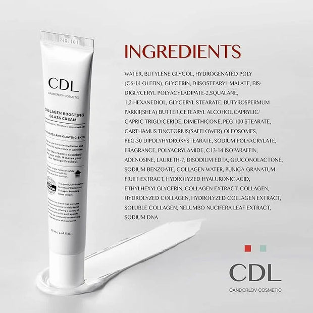Collagen Boosting Glass Cream, Korean Glowing Skin Deep Hyrdration for 72 HR, Instant Elasticity Improving,PDRN Pomegrante...