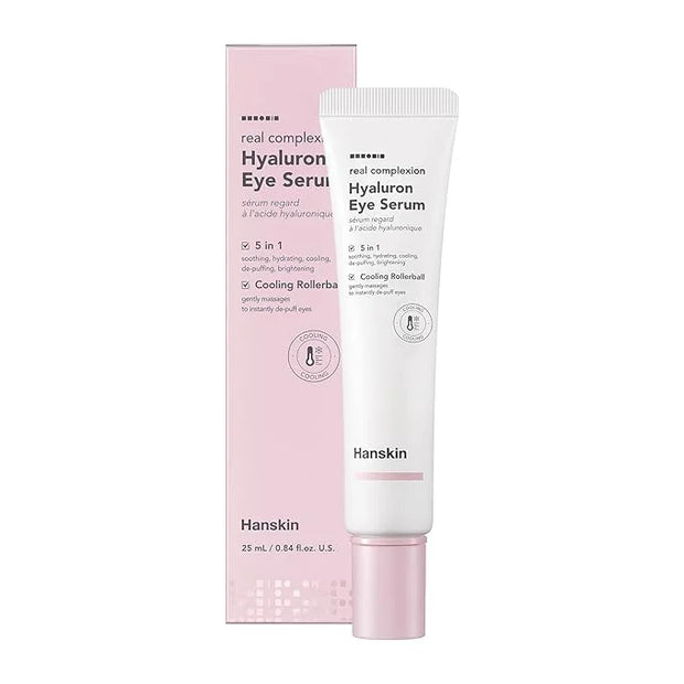 Hanskin Real Complexion Hyaluron Eye Serum, 360° Eye Massage Applicator, De-Puff Moisturize Hydrate [25ml] - Product Image