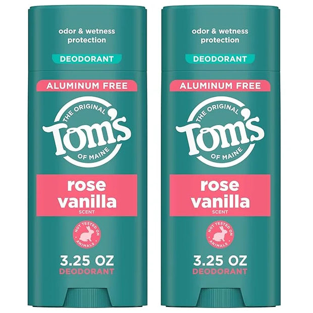 Tom's of Maine Rose Vanilla Aluminum Free Natural Deodorant For Women & Men | Goes on Clear | Odor & Wetness Protection | ...