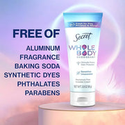 Secret Whole Body Deodorant Cream for Women, Unscented, Aluminum Free Deodorant Cream, 72 HR Odor Protection, 3.0 oz - Pro...