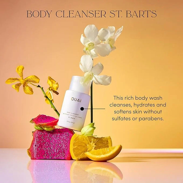 OUAI Body Cleanser, St. Barts Travel Size - Foaming Body Wash with Jojoba Oil & Rosehip Oil to Hydrate, Balance & Soften S...