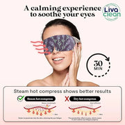 LivaClean 24 Steam Eye Mask for Dry Eyes, Dark Circles & Puffiness, Warm & Self Heating, Ear Hooks to Stay On, Lavendar, C...