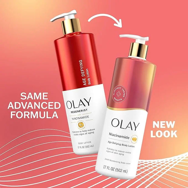 Olay Body Lotion for Women, Age Defying with Niacinamide Serum, Visibly Reduce Signs of Skin Aging, 24hr Moisture & Hydrat...