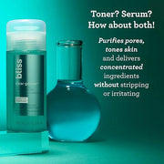 Bliss Clear Genius Clarifying Toner + Serum - 4.3 Fl Oz - Purifies Pores, Tones, Calms & Clears Skin - Salicylic Acid, Nia...